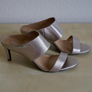 Calvin Klein Cecily Leather Heel Sandals